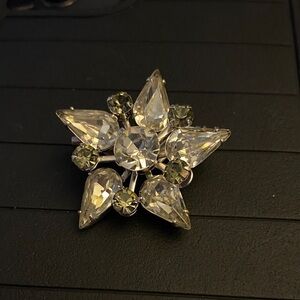 Elegant Silver and Crystal Brooch